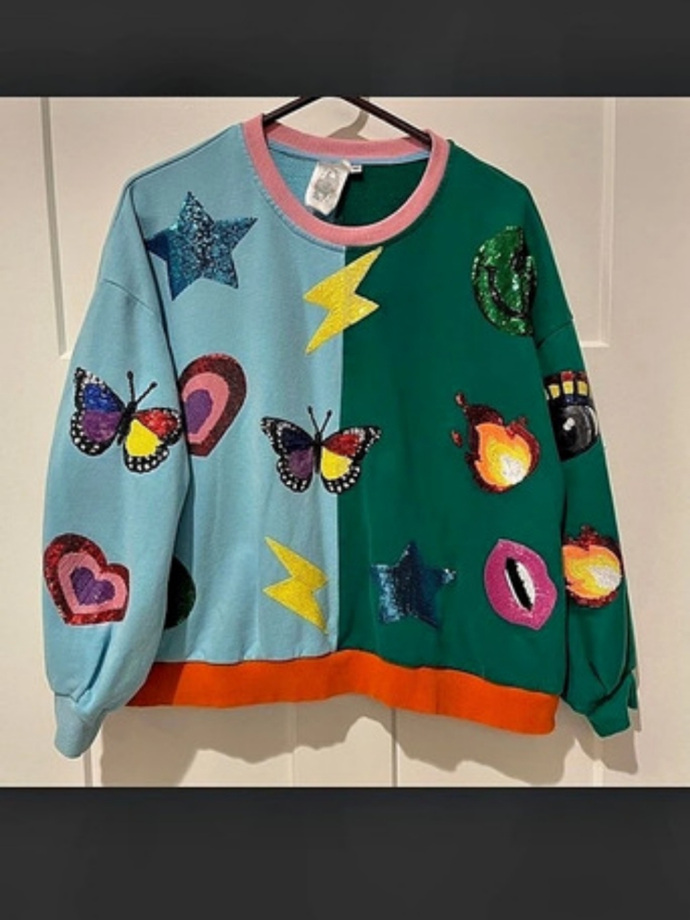 RARE Queen of Sparkles Multi Colorblock Sweatset See Description